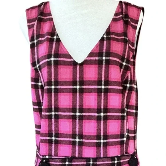 Smak Parlour 1950s Retro Pink Black Tartan Plaid Fit & Flare Dress Womens 1X/16 - Picture 2 of 11
